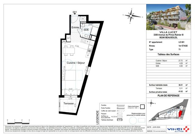 Afficher la photo en grand Appartement F1 à vendre - 1 pièce - 36.51 m2 - BEAUSOLEIL - 06 - PROVENCE-ALPES-COTE-D-AZUR - Century 21 Agence Gastaldy