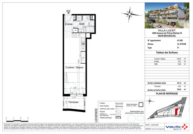 Afficher la photo en grand Appartement F1 à vendre - 1 pièce - 34.14 m2 - BEAUSOLEIL - 06 - PROVENCE-ALPES-COTE-D-AZUR - Century 21 Agence Gastaldy