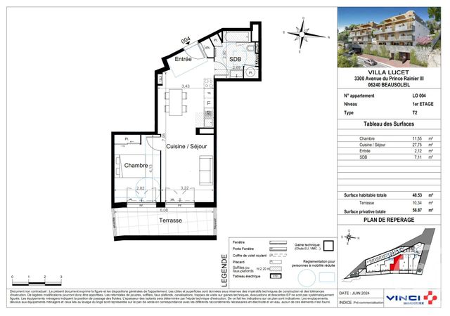 Appartement F2 à vendre - 2 pièces - 48.53 m2 - BEAUSOLEIL - 06 - PROVENCE-ALPES-COTE-D-AZUR - Century 21 Agence Gastaldy