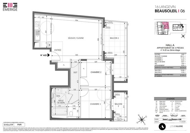 Appartement F3 à vendre - 3 pièces - 64.45 m2 - BEAUSOLEIL - 06 - PROVENCE-ALPES-COTE-D-AZUR - Century 21 Agence Gastaldy