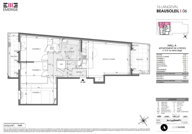 Appartement F4 à vendre - 4 pièces - 94.33 m2 - BEAUSOLEIL - 06 - PROVENCE-ALPES-COTE-D-AZUR - Century 21 Agence Gastaldy