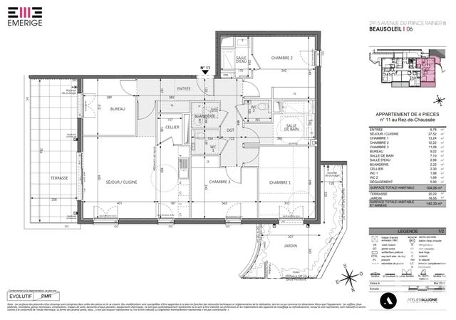 Appartement F4 à vendre - 4 pièces - 104.06 m2 - BEAUSOLEIL - 06 - PROVENCE-ALPES-COTE-D-AZUR - Century 21 Agence Gastaldy