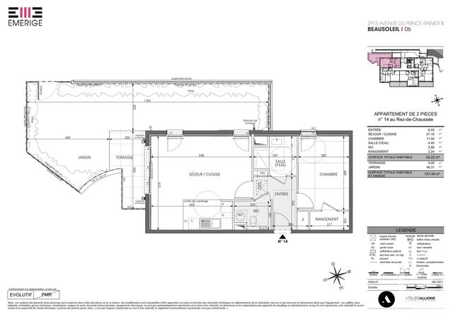 Afficher la photo en grand Appartement F2 à vendre - 2 pièces - 54.22 m2 - BEAUSOLEIL - 06 - PROVENCE-ALPES-COTE-D-AZUR - Century 21 Agence Gastaldy