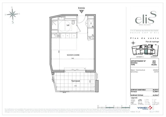 Appartement F1 à vendre - 1 pièce - 34.07 m2 - CAP D AIL - 06 - PROVENCE-ALPES-COTE-D-AZUR - Century 21 Agence Gastaldy