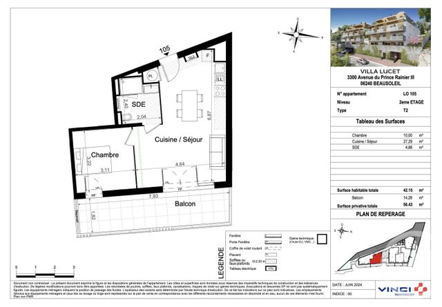 Appartement F2 à vendre - 2 pièces - 42.15 m2 - BEAUSOLEIL - 06 - PROVENCE-ALPES-COTE-D-AZUR - Century 21 Agence Gastaldy