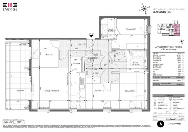 Appartement F4 à vendre - 4 pièces - 104.15 m2 - BEAUSOLEIL - 06 - PROVENCE-ALPES-COTE-D-AZUR - Century 21 Agence Gastaldy